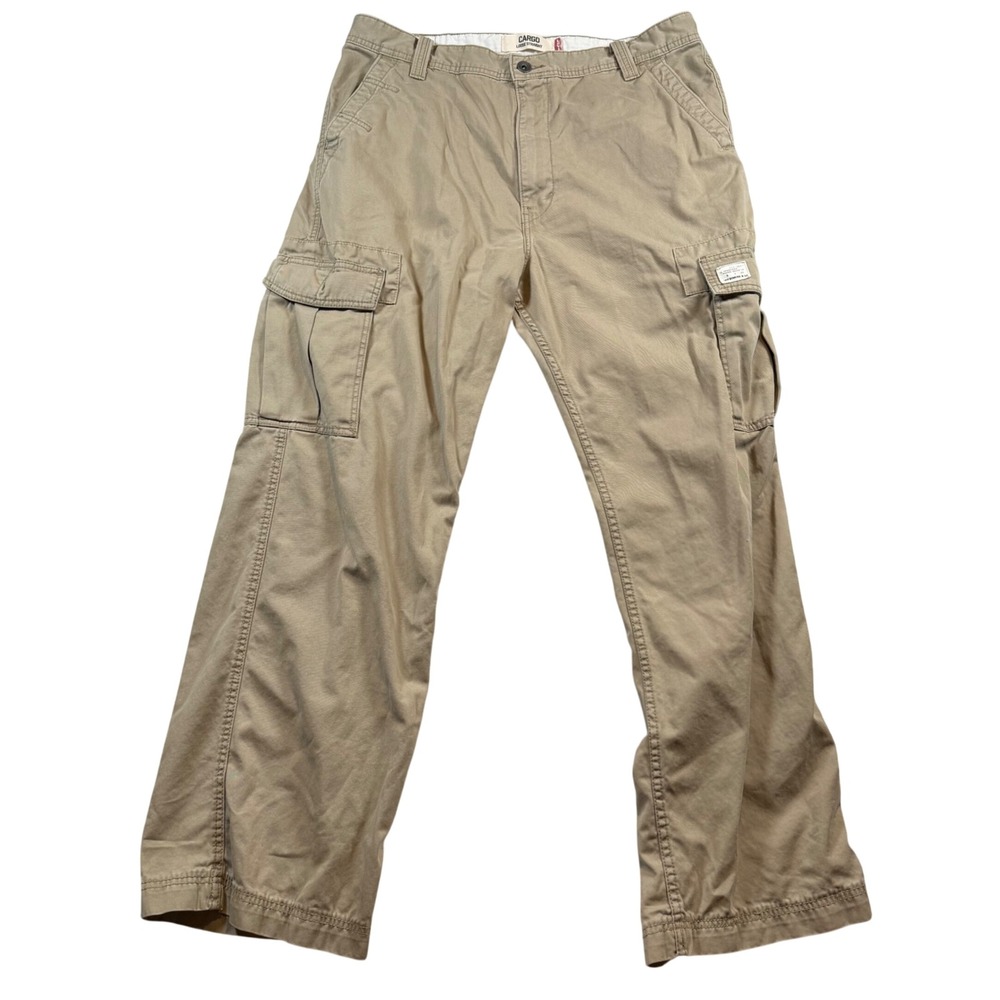 Levis Y2K Cargo Pants Mens 38x32 Khaki Tan Loose Straight Cotton Utility